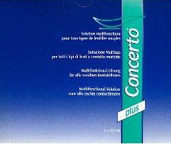 Concerto Plus Multipurpose Solution für alle weichen Kontaktlinsen. Zum Reinigen, Abspülen, Desinfizieren und Aufbewahren.