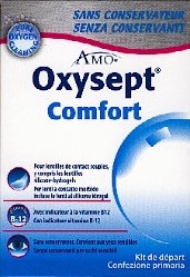 Oxysept Comfort Reiseset für Ihre Handtasche und unterwegs. Mit Vitamin-B12-Indikator. Frei von Konservierungsstoffen für empfindliche Augen.